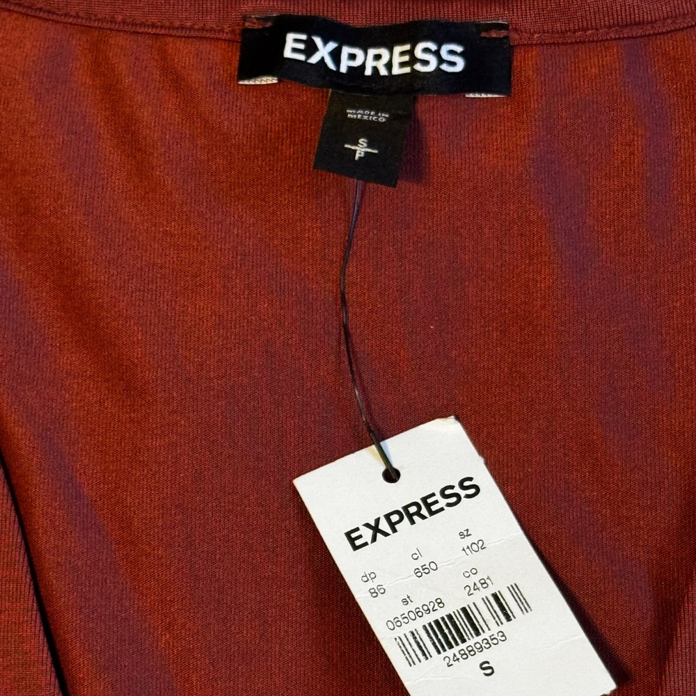 Express V-Neck Bodysuit NWT - Rust Red - Picture 3 of 4